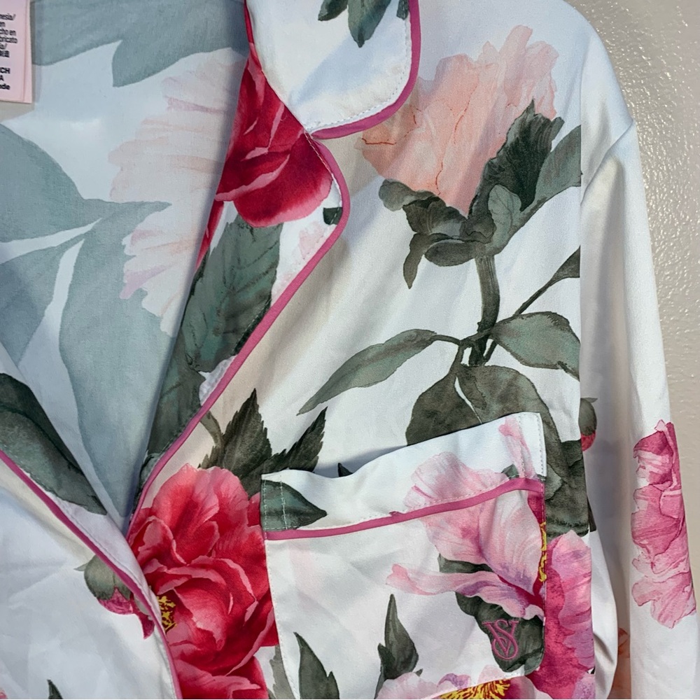 Victoria Secret Floral Satin 2 Set Pajama Top Pants - Picture 12 of 15